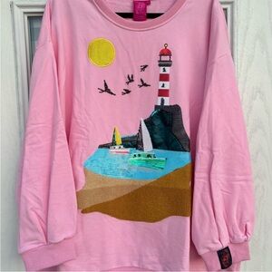 Queen Of Sparkles Pink Sweatshirt with Lighthouse and Sailboat Design